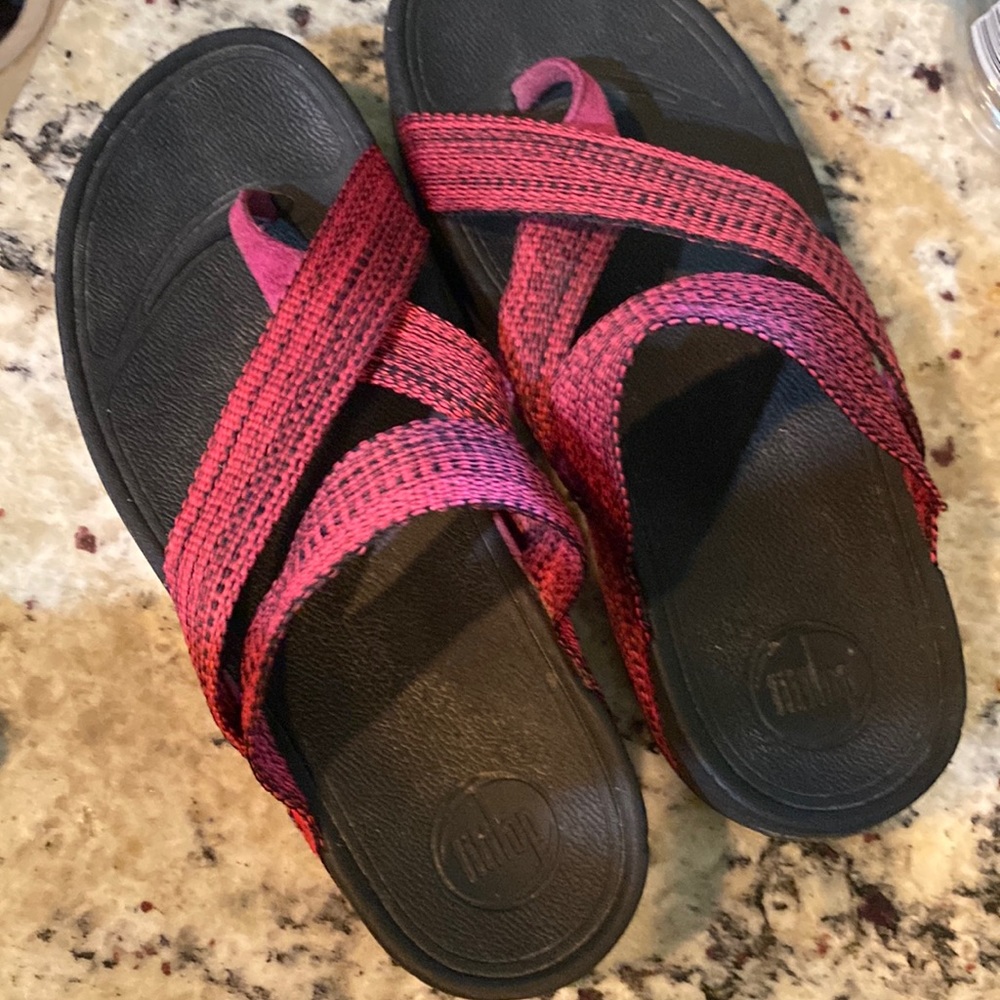 FITFLOP SLING Women’s pink multi Weave Toe-Post Sandals size 39